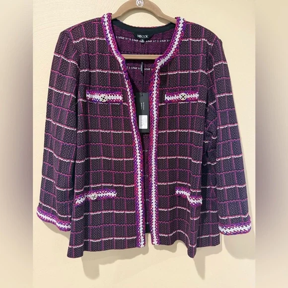Misook Purple and White Plaid Blazer - Picture 1 of 8
